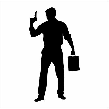 recommend clip art: Silhouette of a man with a revolver
