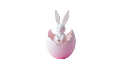 hatched painted egg with easter bunny from it