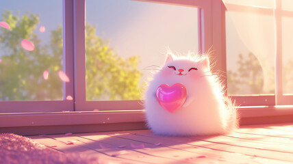 Cartoon pink cat illustration