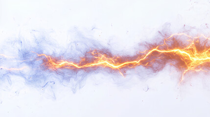 orange blue electric lightning isolated on white 