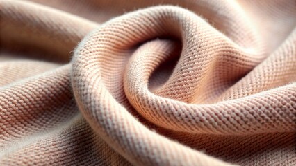 Fototapeta premium Close-up of Knitted Fabric with Soft Pink Hue, Warm Texture, Cozy, Wintery, Soft, Comfortable, Knit