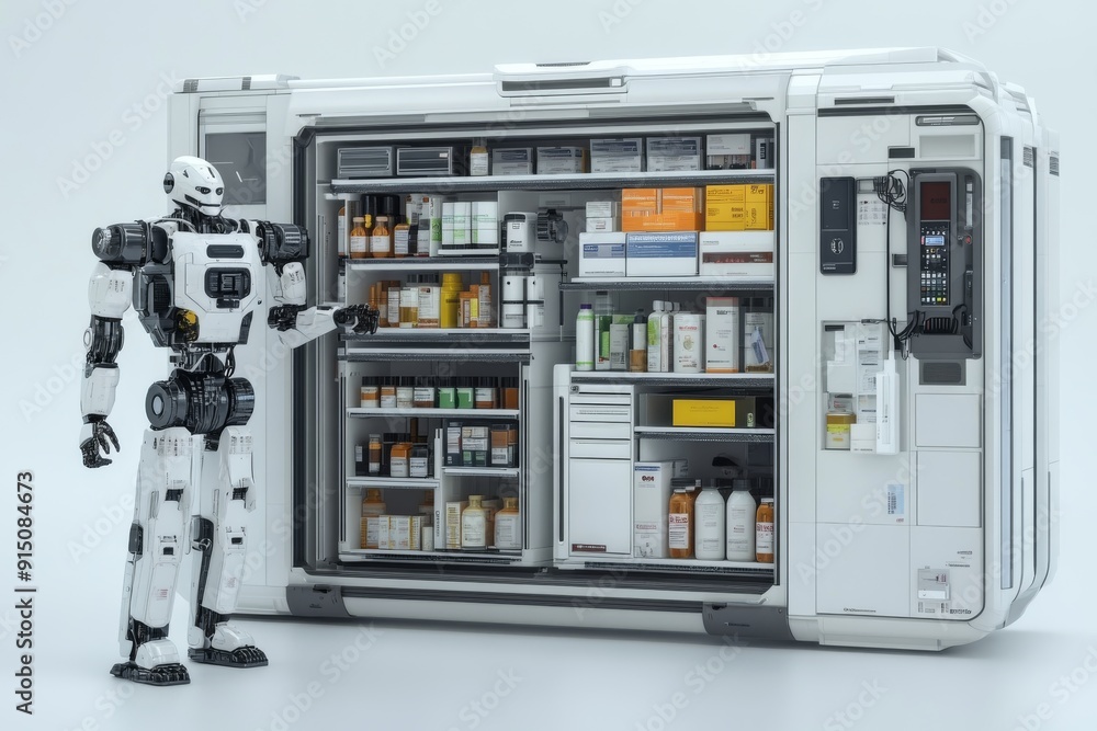 Aufkleber advanced robotic system sorting medications in a pharmacy enhancing efficiency and accuracy