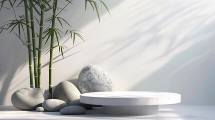 3D Light and Shadow Bamboo Rock E-commerce Product Exhibition Stand