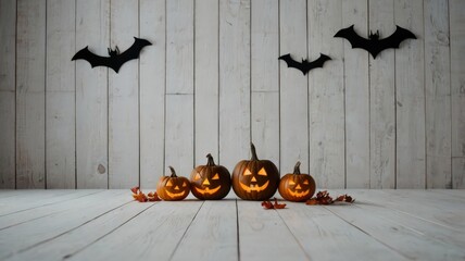 A spooky Halloween pumpkin with a carved face glowing with a candle inside