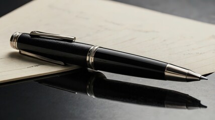 fountain pen on the document