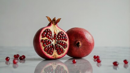 Fresh ripe pomegranate isolated on a dark background