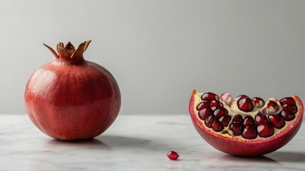 Fresh ripe pomegranate isolated on a dark background