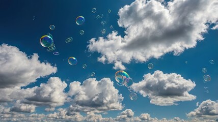 A fitting name for this image could be Bright Summer Sky with Fluffy Clouds