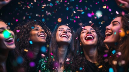 Celebrating Women's Day With Joyful Laughter, Friendship, And Confetti