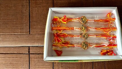 Rakhi on white background. Happy rakshabandhan