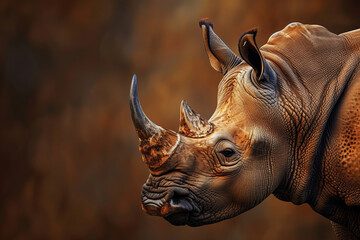 Majestic Black Rhino Side Profile, Wildlife Photography in African Savanna, Endangered Species...