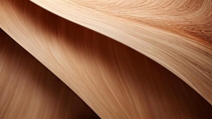 Abstract wooden curve pattern in natural tones, interior design for modern architecture. Generative AI