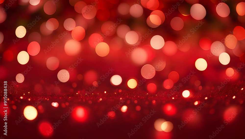 Poster abstract red color bokeh background for christmas and new year
