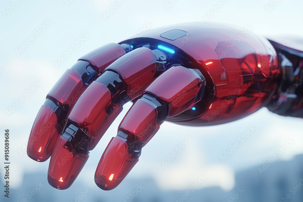 Poster robotic hand grasping a capsule depicting the integration of robotics in drug delivery