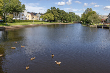 Fototapeta premium View of the river in the town of Kristinehamn,Sweden