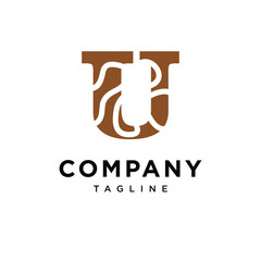 Letter U Fiber Wood Logo Icon Vector