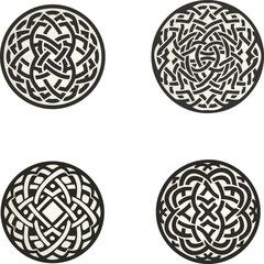 Celtic Circle Icon Set Vector Illustration.