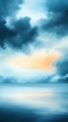 Obraz premium Rainy evening sky, dark clouds, reflective atmosphere, watercolor style