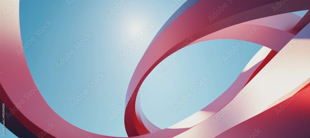 Poster a minimalist abstract background with a subtle geometric display of red and pink on a blue backgroun