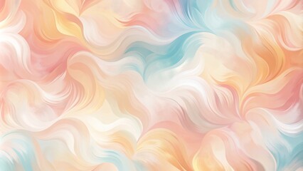 Fototapeta premium Abstract Pastel Waves Digital Painting with Soft Peach, Yellow, and Blue Hues - Abstract Art, Watercolor, Fluid Art, Swirls, Background