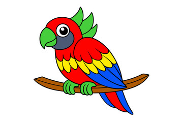 Vibrant Parrot on Branch Vector Illustration Clipart