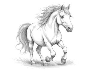 Horse - Coloring Page for Kids - Printable - Kindergarten - Children - Teacher - Isolated on White Background - Coloring Book