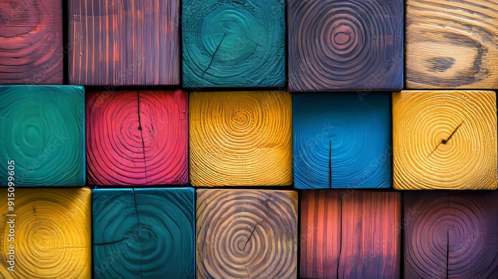 Poster wood aged art architecture texture abstract block stack on the wall for the background, abstract col