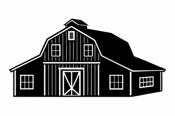 farm house barn black silhouette, barn & farm building vector illustration, isolated on white background