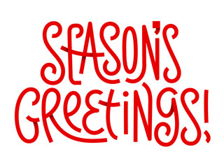 SEASON'S GREETINGS red vector monoline calligraphy banner © HowLettery Studio