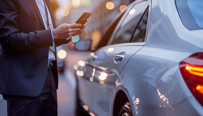Naklejka premium Businessman getting out of luxury car