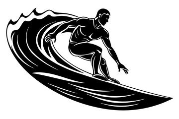 Surfer Riding a Wave - Capturing the Thrill of Surfing