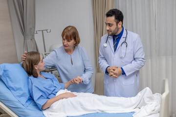 Doctor and Mother Supporting Hospitalized Patient