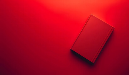 Solid red book on a red background. isolated on a solid red background design