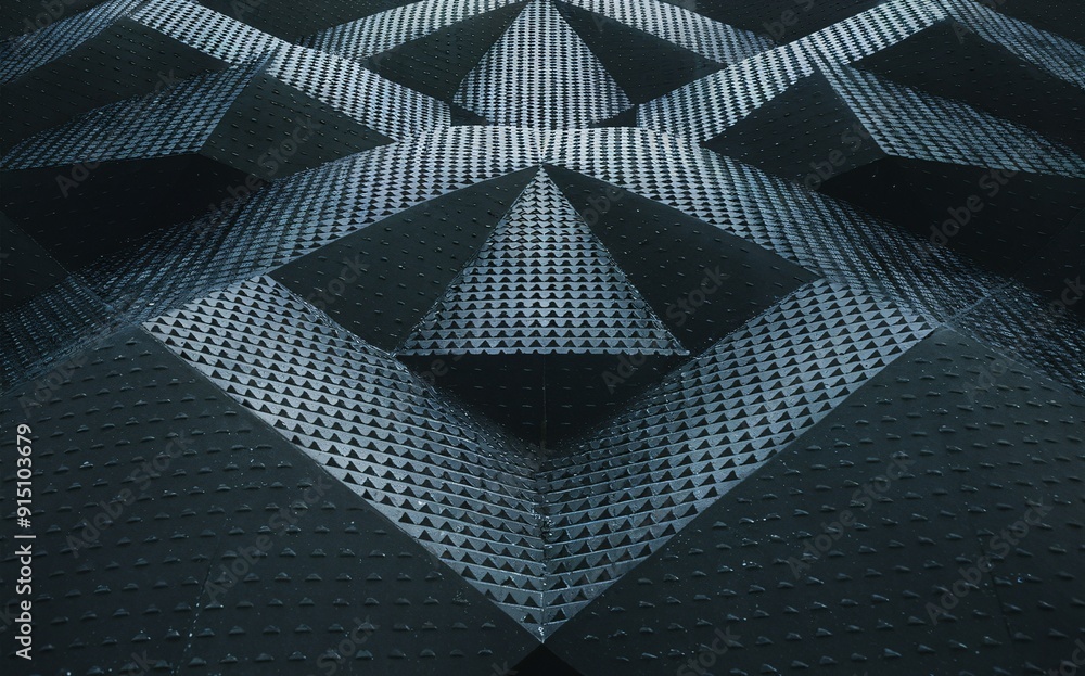 Poster geometric architecture: a captivating close-up of a building's facade, showcasing intricate geometri