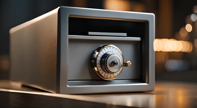 Small safe in a room.