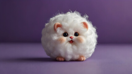 Cute Cotton Ball with Endearing Eyes Cinematic Photo