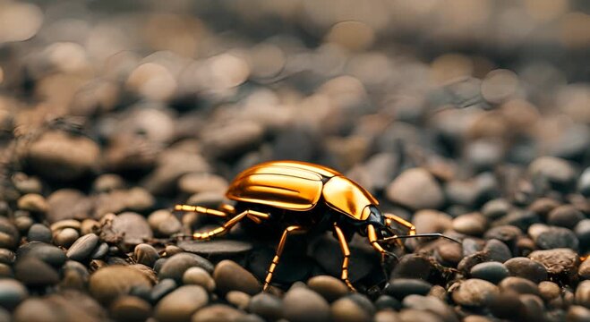 Gold beetle in the field.