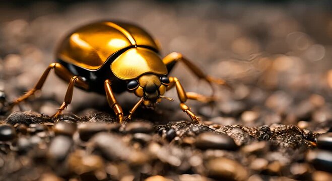 Gold beetle in the field.