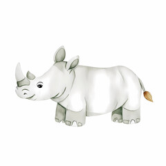 Fototapeta premium cute animal in watercolor for nursery prints on white background, generated ai