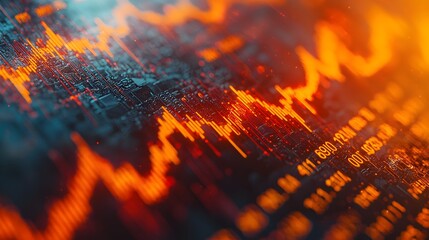 Abstract Technology Background with Red and Orange Lights.