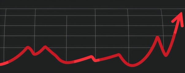 Red Line Graph on Black Background.