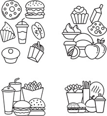 fast food icons set