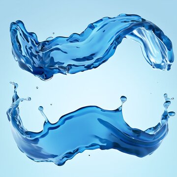 recommend clip art: 3d render, blue wave, water wave splash clipart isolated background. Natural splashing liquid shape
