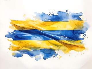 Abstract Watercolor Painting of the Ukrainian Flag