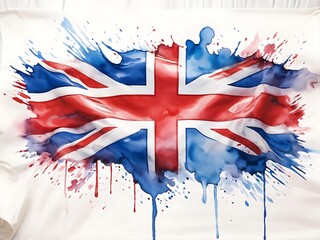 Watercolor Splatter of the Union Jack Flag