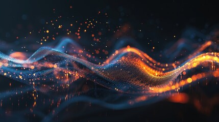 Obraz premium Abstract Digital Landscape with Glowing Particles
