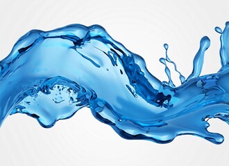 3d render, blue wave, water wave splash clipart isolated background. Natural splashing liquid shape