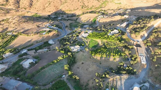 Aerial Footage of Mountains and Hills at Kurdistan Iraq. Drone's Footage from Medium High Altitude Captured on August 3rd, 2023.