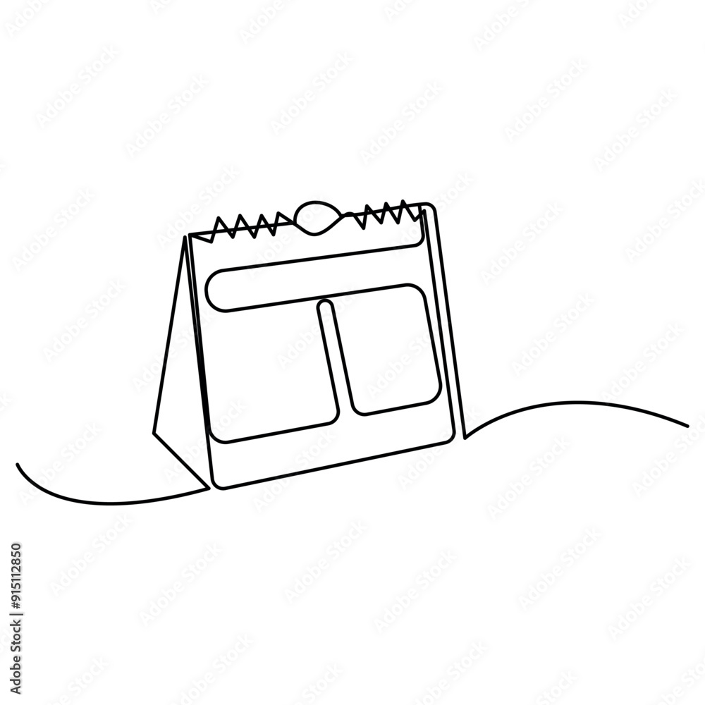 Poster table calendar single line art, continuous one line drawing of isolated outline vector art