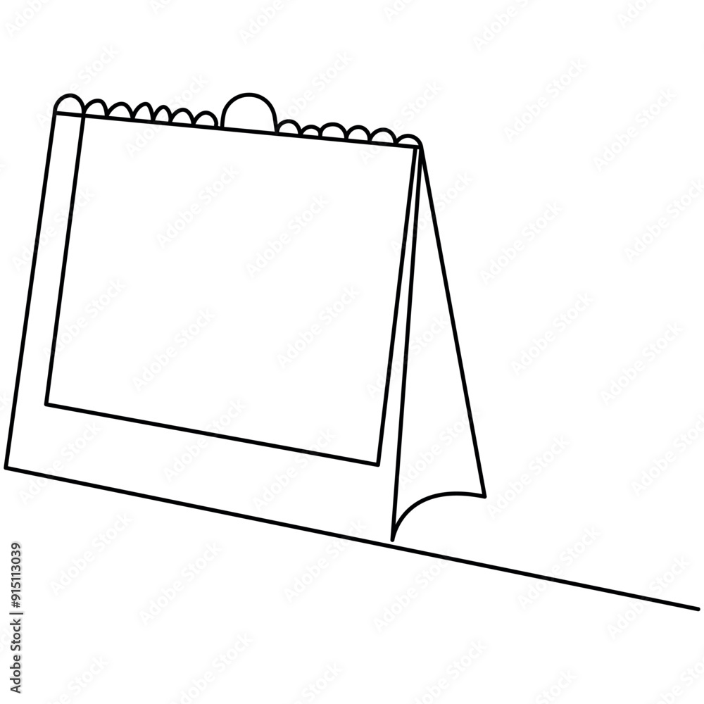 Poster table calendar single line art, continuous one line drawing of isolated outline vector art